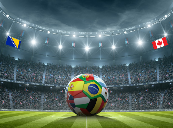 FIFA Soccer ball in stadium